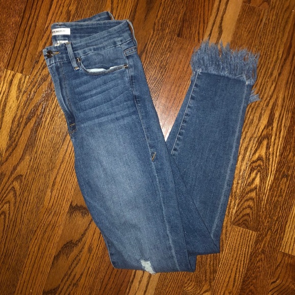 Good American Denim - Good American Fringe High Rise Skinny Ripped Jean